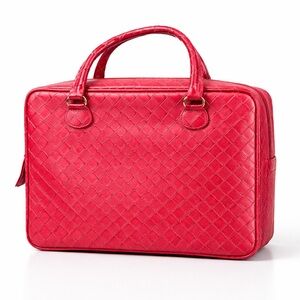 Estée Lauder Red Quilted Travel Vanity Case Makeup Bag - EUC